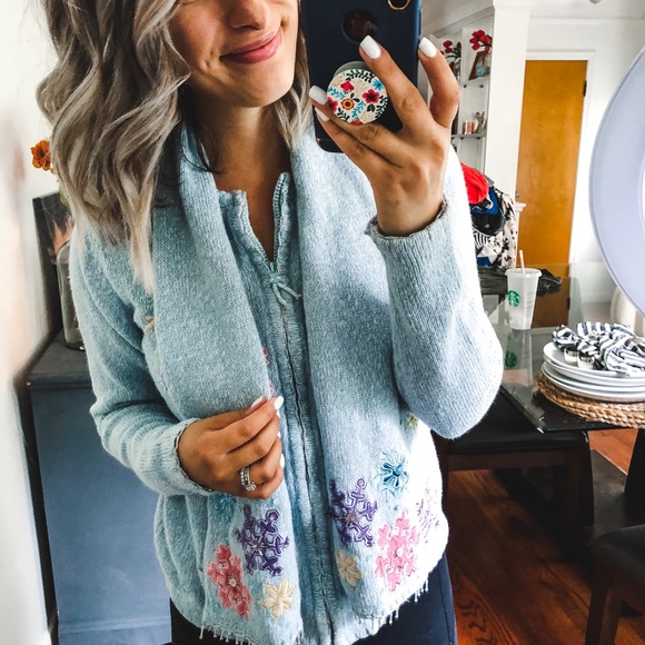 White Stag Blue Snowflake Sweater with Scarf Small - Picture 4 of 6